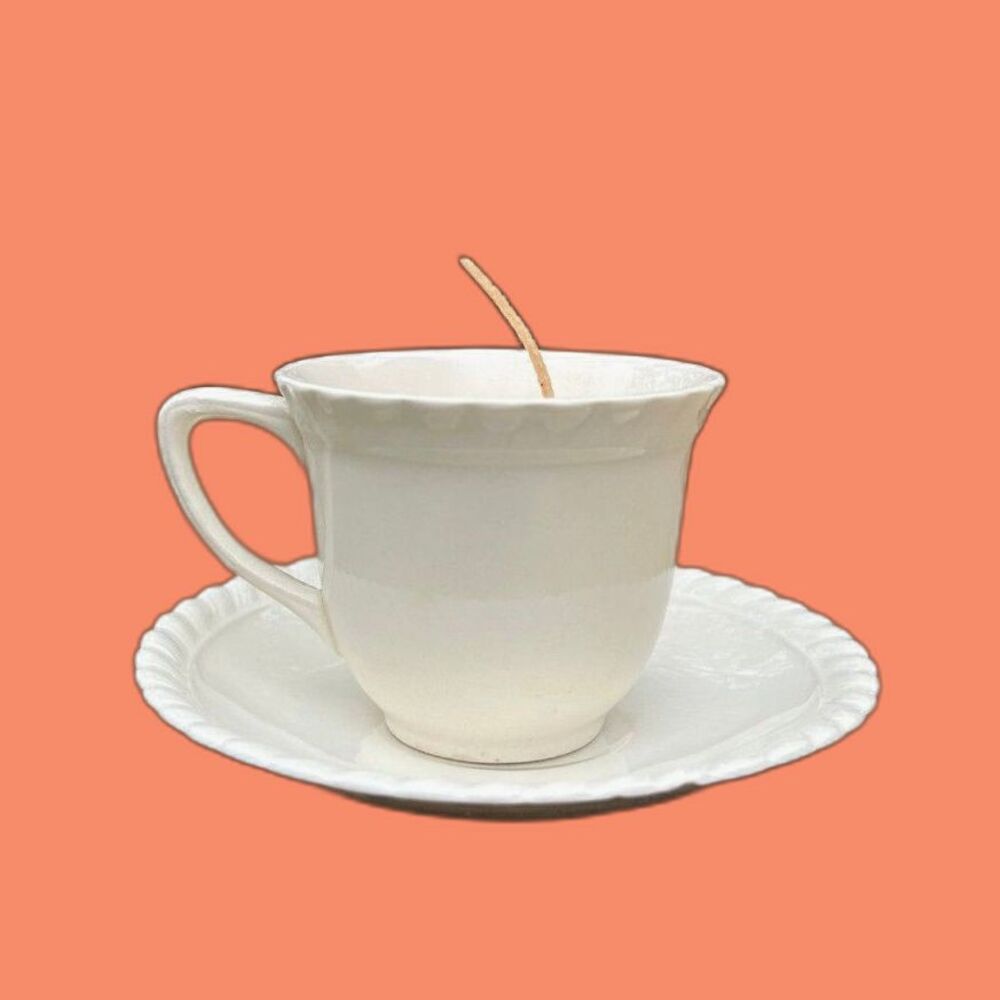Handmade Teacup Candle With Saucer